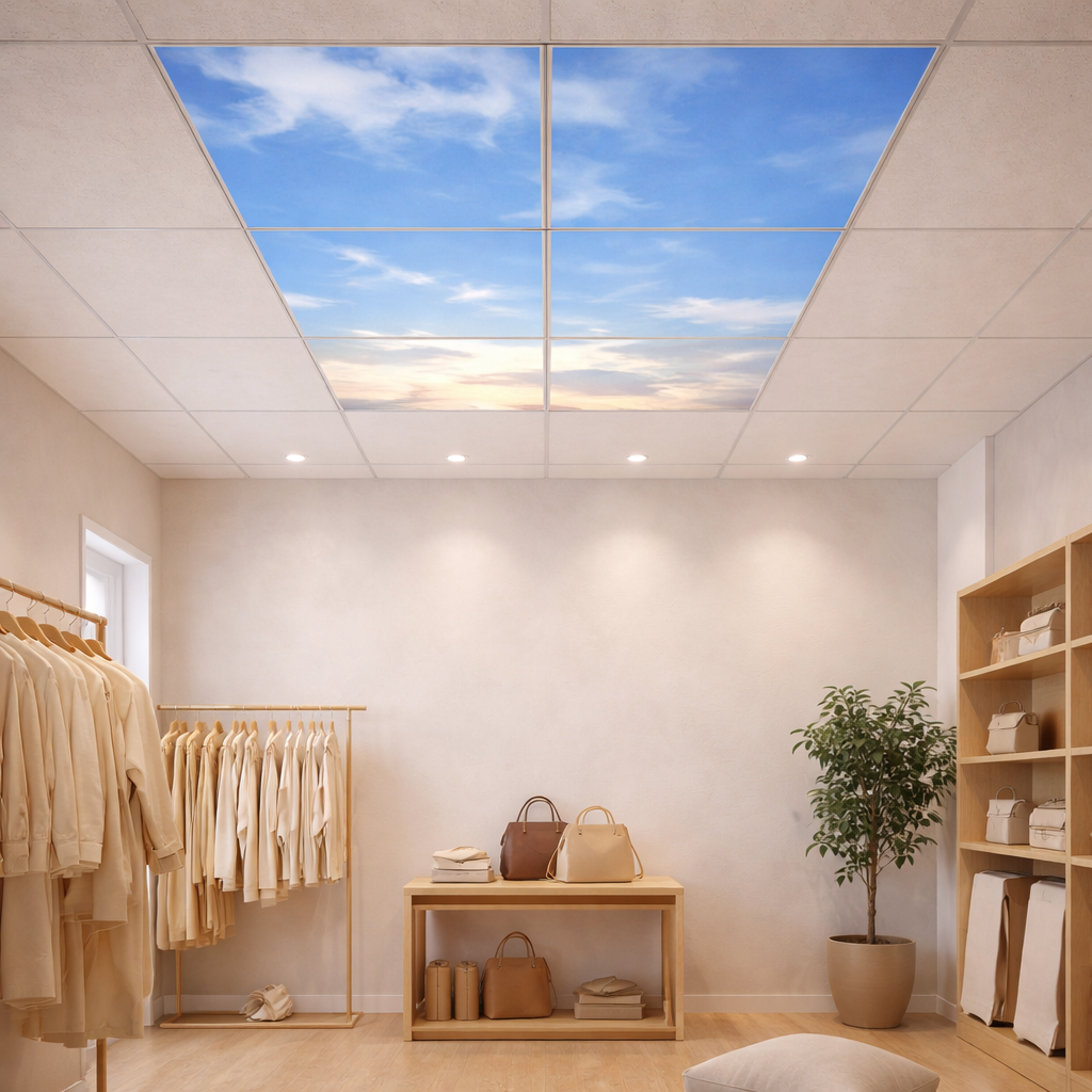 Composition de 6 dalles LED décoratives Ciel bleu 60x60 cm – Format total 180x120 cm – Image 2