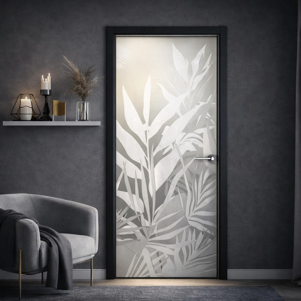 Film dépoli tropical sur mesure pour vitrage – Image 2
