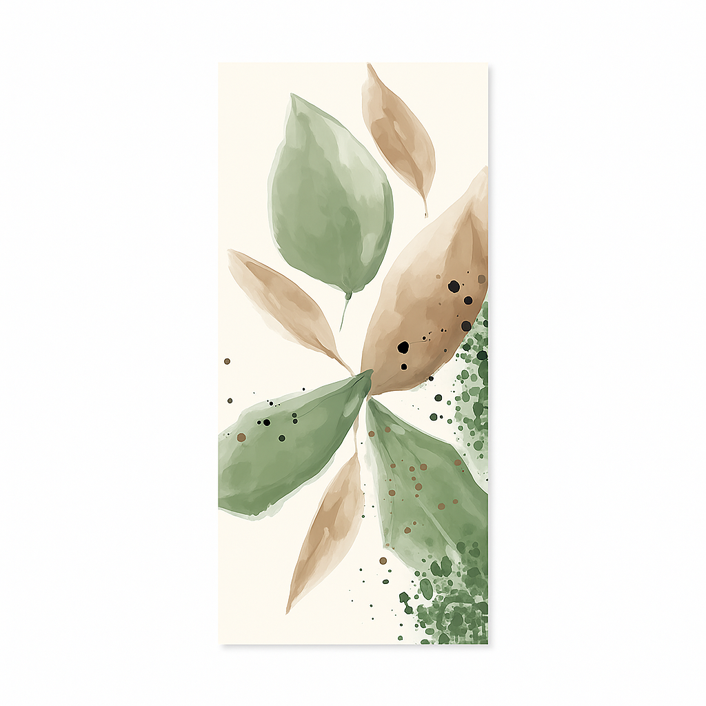 Porte décorative vinyle « Feuilles vertes & brunes » – Image 2