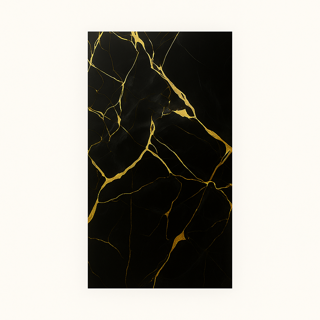 Porte décorative vinyle « Marbre noir doré » – Image 2
