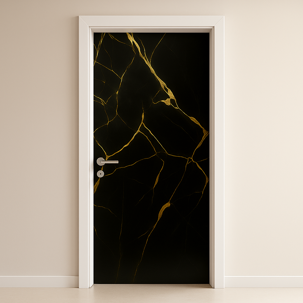 Porte décorative vinyle « Marbre noir doré » – Image 3